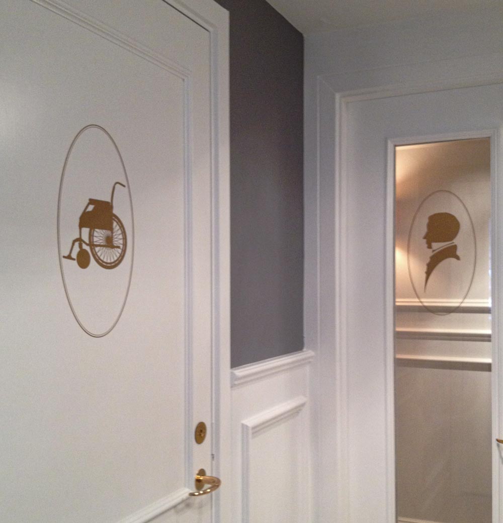 Nimb hotel toiletpiktogrammer i udskåret folie